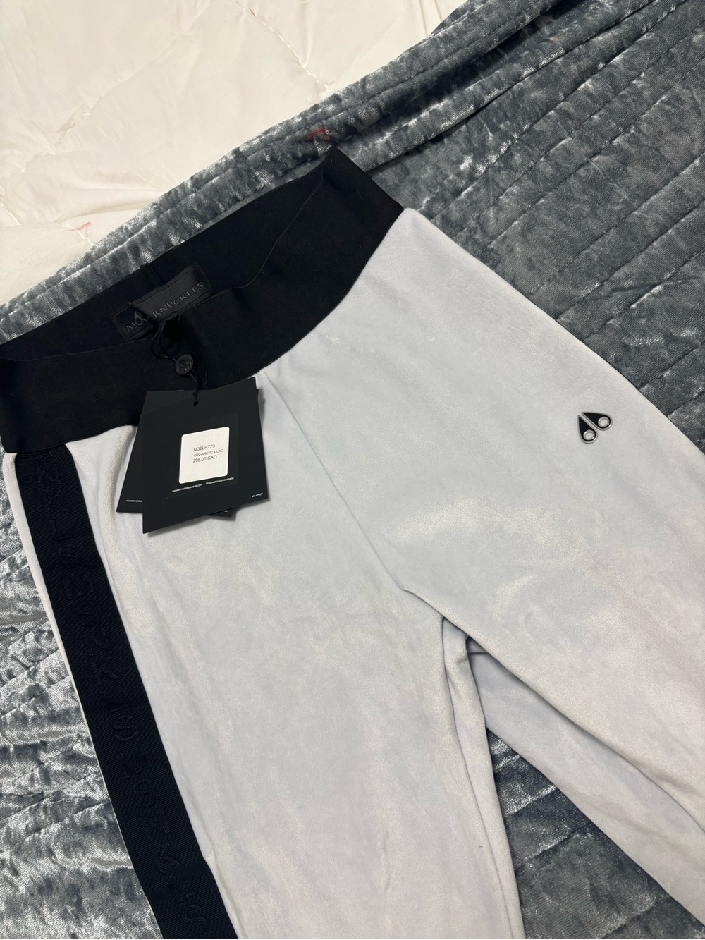 Moose Knuckles Light Gray Joggers with Black Waistband